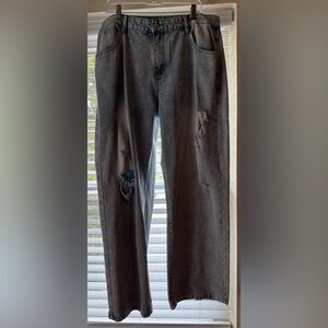 SHEIN Men's Relaxed Fit Distressed Black Jeans